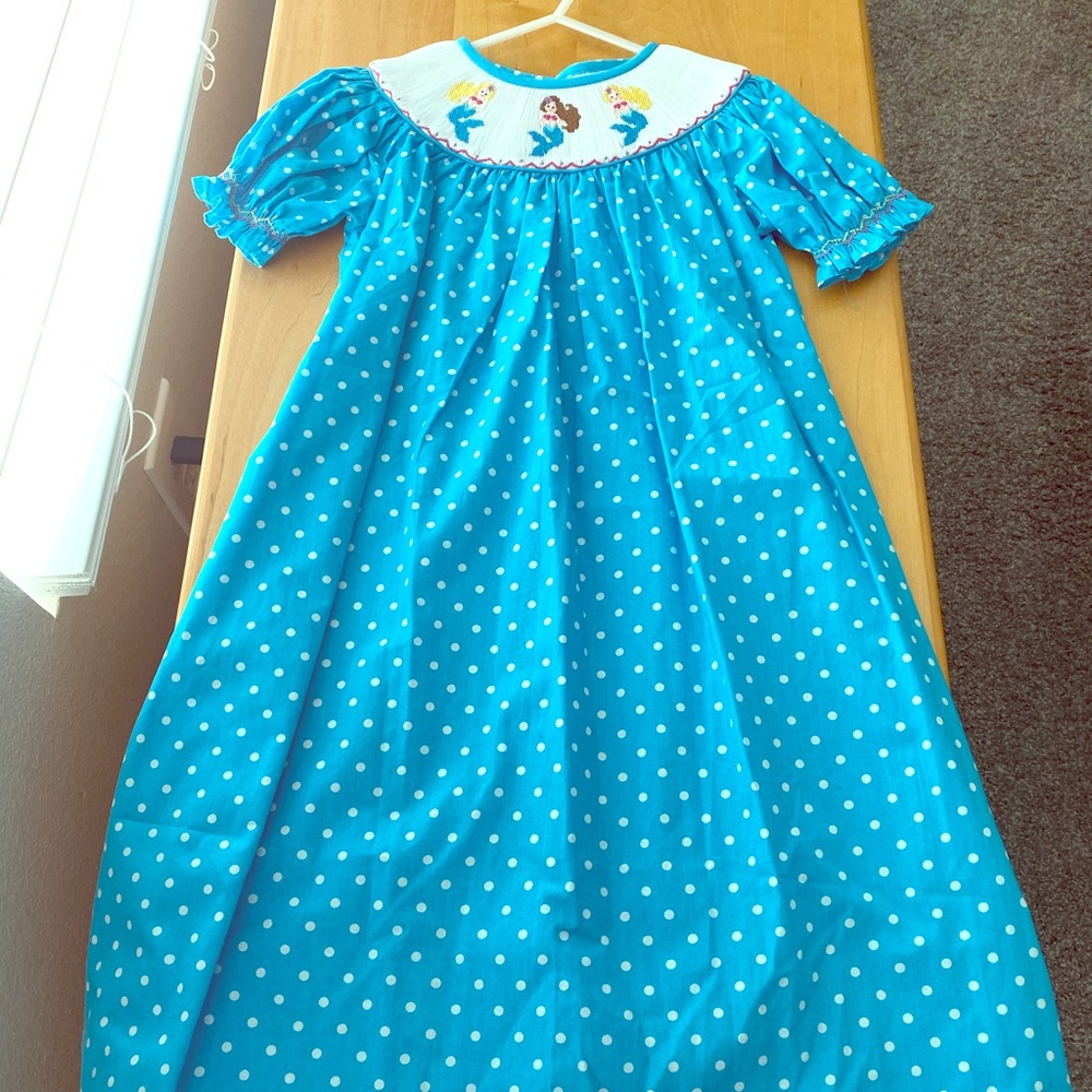 Girls polka dot smocked dress